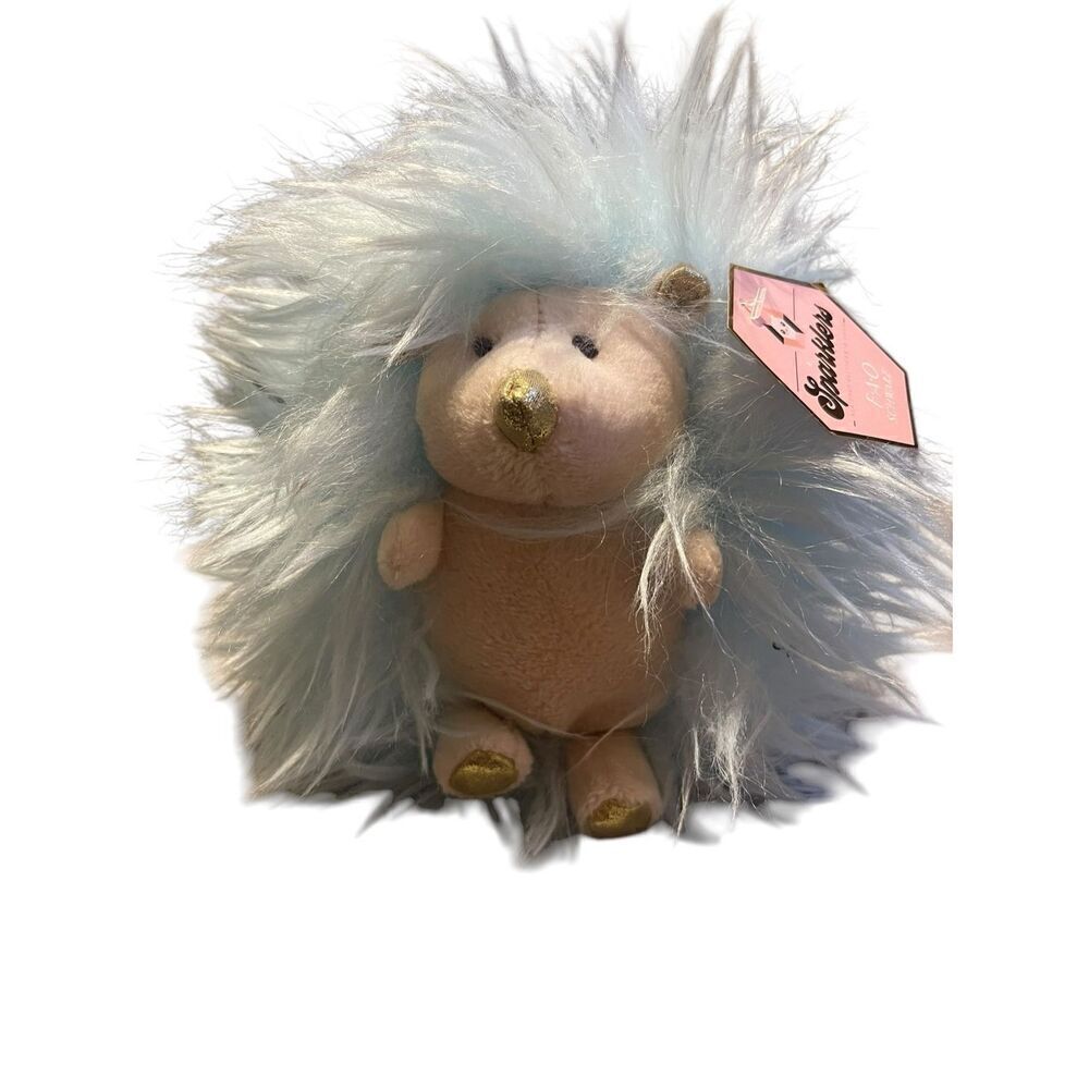NEW FAO Schwarz Kids Light Blue Sparklers The Hedgehog Plush Stuffed Animal